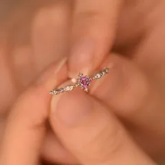 Snowflake Open Ring For Women In Natural Pink Copper With Silver Plated Finish, Ideal For Spring 2
