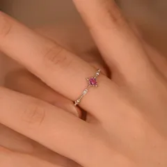 Snowflake Open Ring For Women In Natural Pink Copper With Silver Plated Finish, Ideal For Spring 3