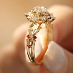 Snowflake Ring For Women In Electroplated Copper With Rhinestone Inlay, Perfect For Spring 4