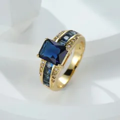 Solid Color Blue Alloy Ring For Women, Elegant And Stylish Jewelry Accessory