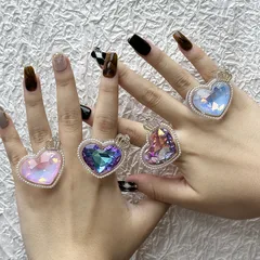 Southeast Asia New Style Glowing Crown Heart Ring For Girls Colorful Resin Jewelry Fashionable Ins Design Sparkling Accessory