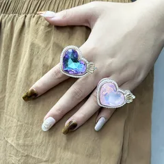 Southeast Asia New Style Glowing Crown Heart Ring For Girls Colorful Resin Jewelry Fashionable Ins Design Sparkling Accessory 4