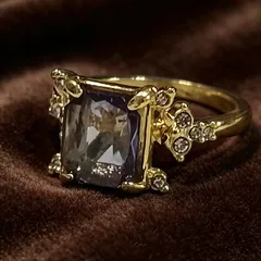 Square Alloy Ring For Unisex, Golden Plated With 0.03µm-0.05µm Thickness Featuring Zircon Inlay 3