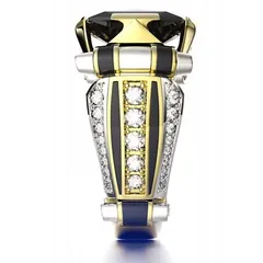 Square Alloy Ring For Unisex Featuring Golden Plated Finish With 0.03µm-0.05µm Thickness And Zircon Inlay 3
