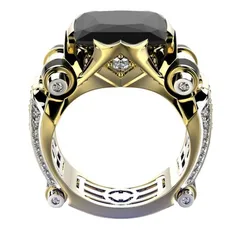 Square Alloy Ring For Unisex Featuring Golden Plated Finish With 0.03µm-0.05µm Thickness And Zircon Inlay 5