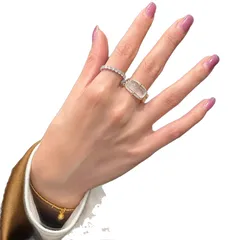Square Copper Ring For Women With Electroplated Gold Plating And Rhinestone Inlay, Perfect For Summer 4
