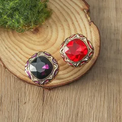 Square Ring For Women Nordic Style Golden Plated With 0.03µm-0.05µm Thickness Featuring Artificial Gemstones, 1 PCS/Package 2