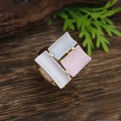Square Simple Style Zinc Alloy Ring For Women In Coffer Color With Enamel Craftsmanship 2