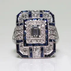 Square White Sapphire Zircon Ring Fashionable Wedding Women's Hand Jewelry Geometric Pattern Alloy Simple Style Unisex Ring