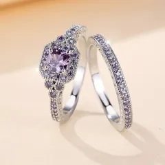 Square Zinc Alloy Unisex Ring For Everyday Wear Featuring White K Plated Finish With 0.05µm-0.08µm Thickness And Rhinestone Inlay 2