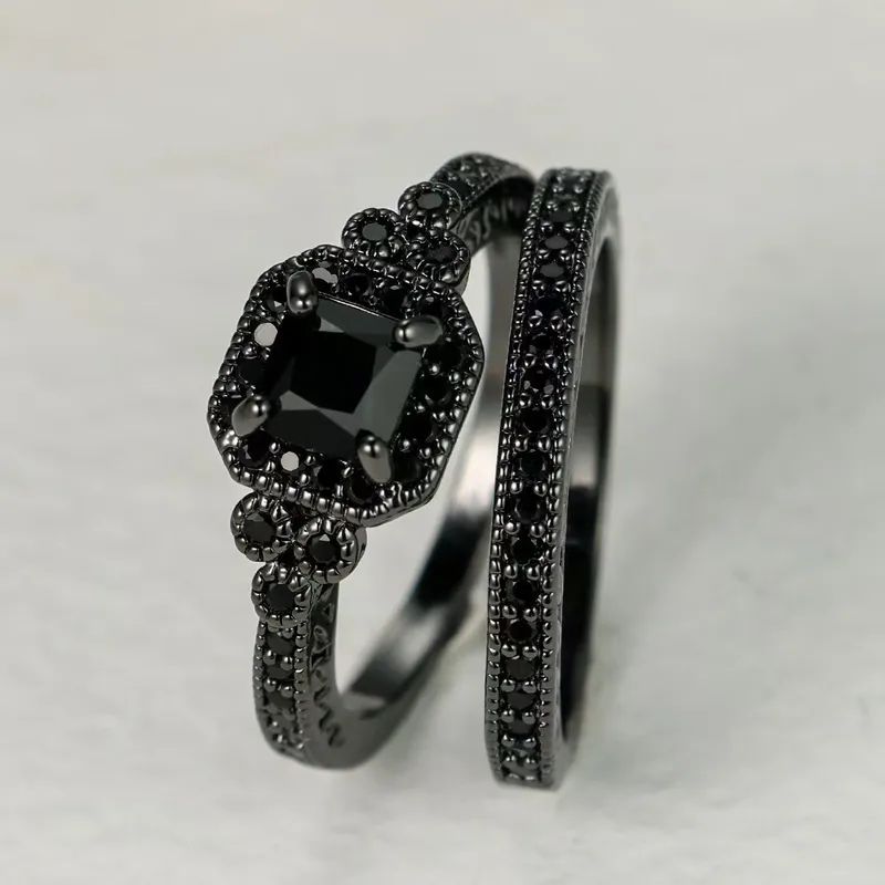 Square Zinc Alloy Unisex Ring For Everyday Wear Featuring White K Plated Finish With 0.05µm-0.08µm Thickness And Rhinestone Inlay 4