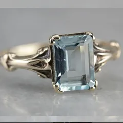 Square Zinc Alloy Ring For Unisex Featuring Blue Natural Stone Inlay With Antique Silver Plated Electroplated Finish 2