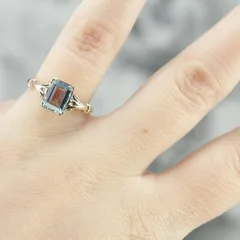 Square Zinc Alloy Ring For Unisex Featuring Blue Natural Stone Inlay With Antique Silver Plated Electroplated Finish 3