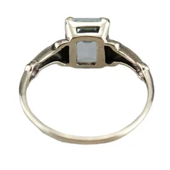 Square Zinc Alloy Ring For Unisex Featuring Blue Natural Stone Inlay With Antique Silver Plated Electroplated Finish 4