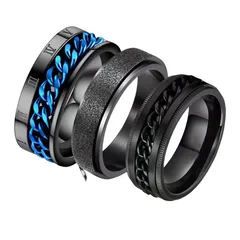 Stainless Steel Ring Does Not Fade  Chain Electroplating Rotary Decompression Titanium Steel Ring Element Ring Boys Trend Jewelry