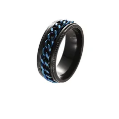 Stainless Steel Ring Does Not Fade  Chain Electroplating Rotary Decompression Titanium Steel Ring Element Ring Boys Trend Jewelry 2