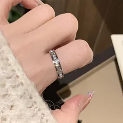 Star Adjustable Ring For Women In Simple Style, Silver Copper Electroplated With Zircon Inlay