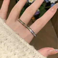 Star Adjustable Ring For Women In Simple Style, Silver Copper Electroplated With Zircon Inlay 3