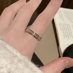 Star Adjustable Ring For Women In Simple Style, Silver Copper Electroplated With Zircon Inlay 4