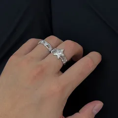 Star Open Ring For Unisex Featuring Electroplated Copper With Zircon Inlay