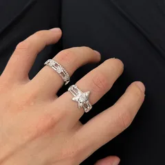 Star Open Ring For Unisex Featuring Electroplated Copper With Zircon Inlay 2
