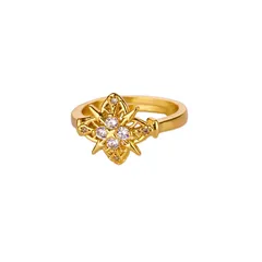 Star Open Ring For Women In Copper With 18K Real Gold Plated Electroplated Finish Featuring Zircon Inlay 5