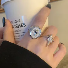 Star Open Ring For Women In Gold Alloy Featuring Real Gold Plated Electroplated Finish With Zircon Inlay 2