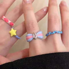 Star Pattern New Style Ring For Women In Zinc Alloy With Colour Accent