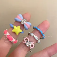 Star Pattern New Style Ring For Women In Zinc Alloy With Colour Accent 2