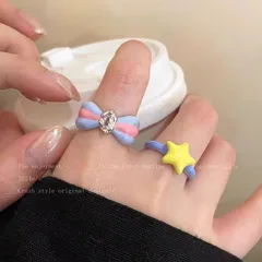 Star Pattern New Style Ring For Women In Zinc Alloy With Colour Accent 4