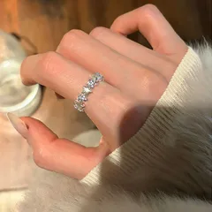 Star Pattern Women’s Metal Ring With Zircon Inlay, Featuring Electroplated And Brushed Craftsmanship