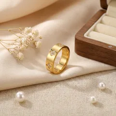 Starburst Electroplated Rings For Women In 304 Stainless Steel With 18K Real Gold Plated Coating 0.03µm-0.05µm Featuring Rhinestones 3