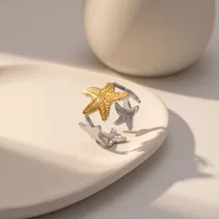 Starfish Enamel Open Ring For Women In Multicolor Titanium Steel, Perfect For  Spring And Summer 2