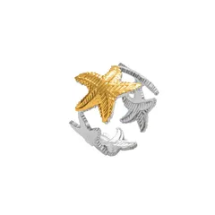 Starfish Enamel Open Ring For Women In Multicolor Titanium Steel, Perfect For  Spring And Summer 3