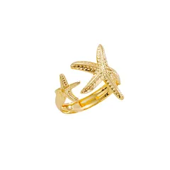 Starfish Open Ring For Women In Marine Style Alloy With Electroplated Finish 5