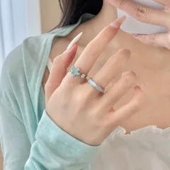 Sweet Starfish Open Rings For Women In Light Green Alloy With Zircon Inlay And Enamel Craft 3
