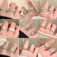 Starfish Shell Fishtail Pearl Ring Women's Light Luxury Niche High-end Finger Ring  Summer Fashion Jewelry