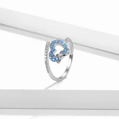 925 Sterling Silver Open Circle Ring For Women With Electroplated Finish And Synthetic Zircon Inlay, 1 Piece