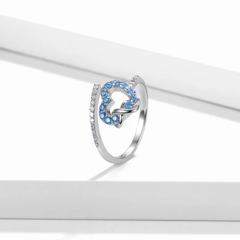 925 Sterling Silver Open Circle Ring For Women With Electroplated Finish And Synthetic Zircon Inlay, 1 Piece 5