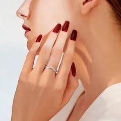 Simple Style Waves For Women 925 Sterling Silver Wave Ring Featuring Lab-grown Diamonds