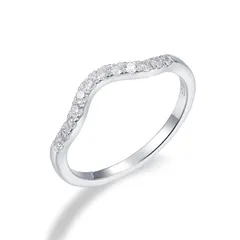 Simple Style Waves For Women 925 Sterling Silver Wave Ring Featuring Lab-grown Diamonds 2