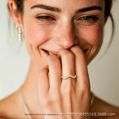 Simple Style Waves For Women 925 Sterling Silver Wave Ring Featuring Lab-grown Diamonds 4