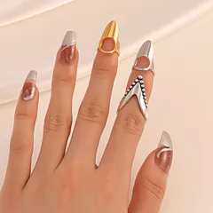Style Sharp Nail Rings For Women Personality High Quality Alloy Geometric Pattern Rings Fashionable
