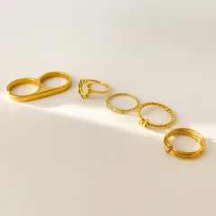 Sun Pattern Electroplated Ring For Women In 304 Stainless Steel With 18K Real Gold PVD Coated Plating And 0.03µm-0.05µm Thickness 3