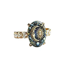 Sun Pattern Gold Alloy Ring For Unisex, Perfect For Spring Wear 5