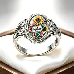 Sunflower Ring For Women In Gold Alloy With Transparent Glass Beads, 1 Piece 4