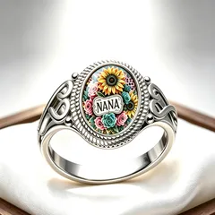 Sunflower Ring For Women In Gold Alloy With Transparent Glass Beads, 1 Piece 5