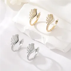 Swan Open Ring For Women In Copper With 14K Real Gold Electroplated Finish, Elegant Gold Tone Jewelry 2