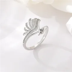 Swan Open Ring For Women In Copper With 14K Real Gold Electroplated Finish, Elegant Gold Tone Jewelry 3