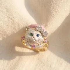 Sweet Alloy Dog Ring For Women With Electroplated Finish And Rhinestones Inlay